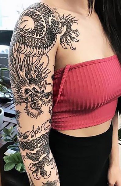 Womens Arms Lovely Dragon Tattoo