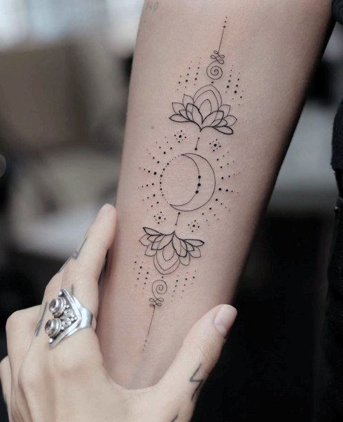 Womens Arms Lovely Lotus Tattoo