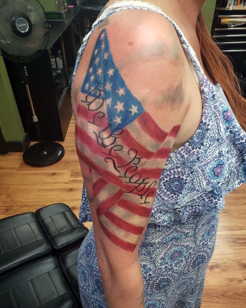 Womens Arms Pretty American Flag Tattoo