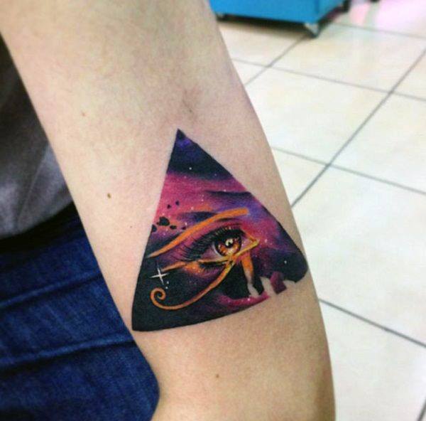 Womens Arms Purple Art Eye Tattoo