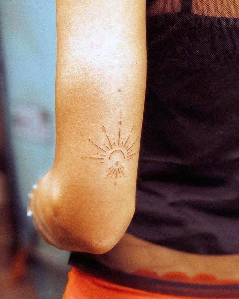 Womens Arms Simple Glowing Sun Tattoo