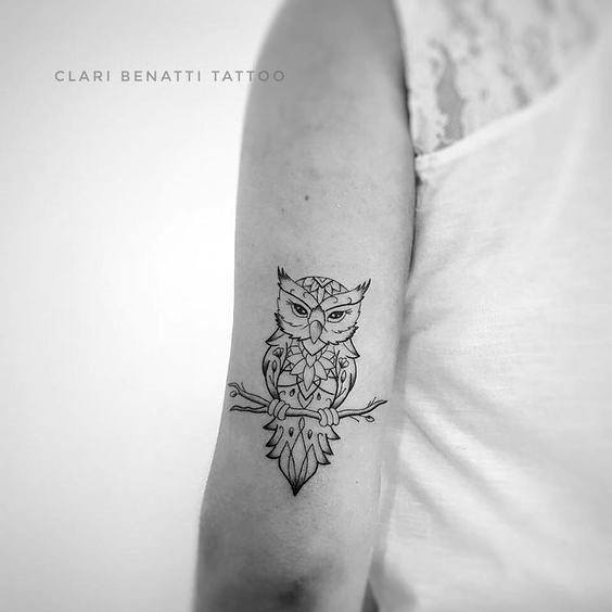 Womens Arms Small Dark Owl Tattoo