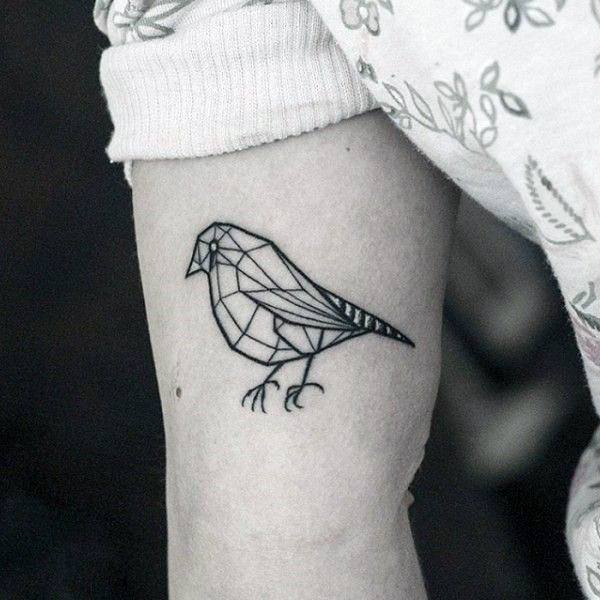 Womens Arms Small Geometrical Art Tattoo Bird