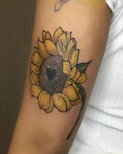 Womens Arms Sunflowers Tattoo