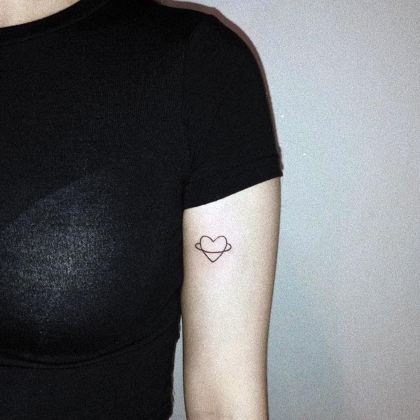 Womens Arms Tattoo Simple Heart With Ring