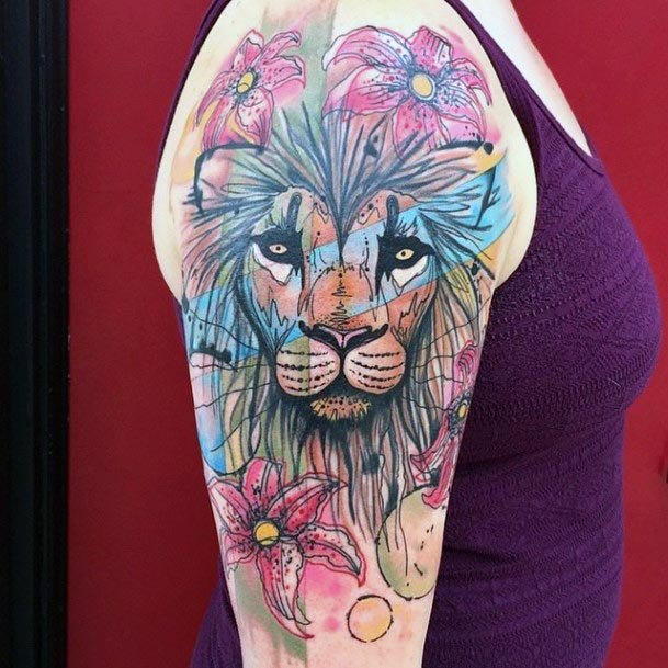 Womens Arms Tiger Tattoo Watercolor
