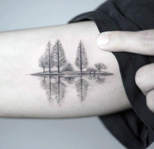 Womens Arms Tree Relfection Tattoo