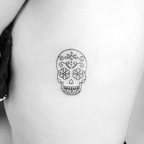 Womens Artistic Small Cute Skull Tattoo Torso