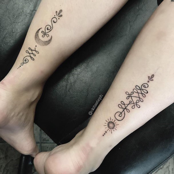 Womens Artistic Tribal Tattoo Women Calves Matching