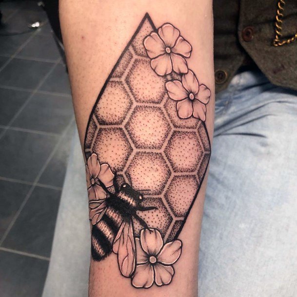 Womens Awesome Hive And Bee Tattoo