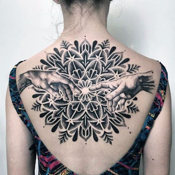 Womens Back 3D Artistic Design Tattoo