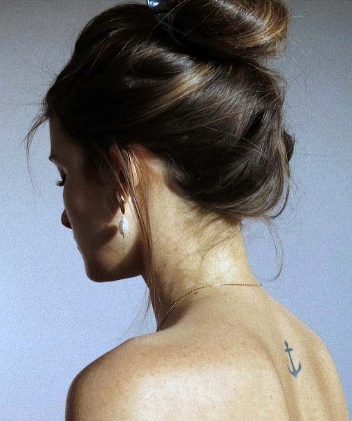 Womens Back Anchor Tattoo