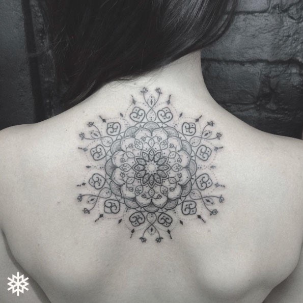 Womens Back Cool Indian Art Tattoo