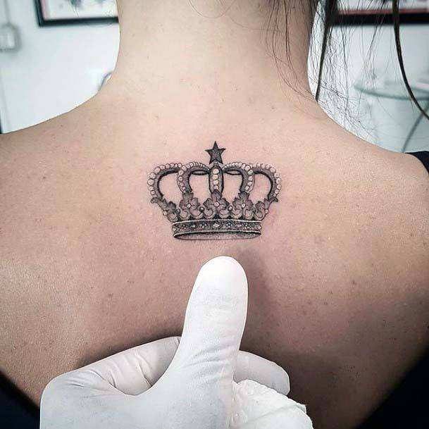 Womens Back Crown With Star Tattoo Designs