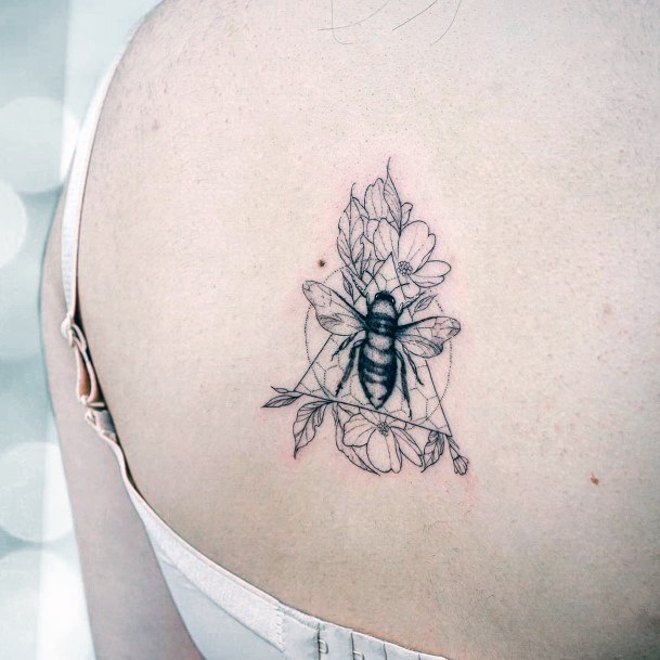 Womens Back Designer Bee Tattoo