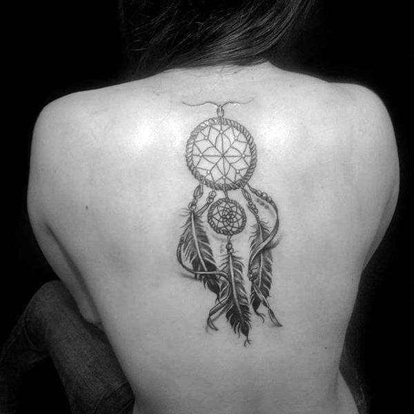 Womens Back Dream Catcher Tattoo