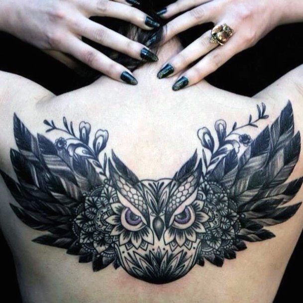 Womens Back Fabulous Owl Tattoo