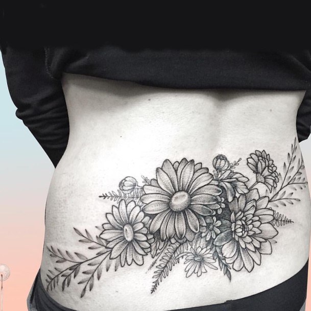 Womens Back Flowers Tattoo