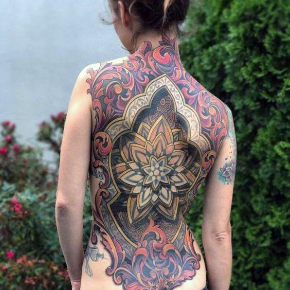 Womens Back Full 3D Tattoo