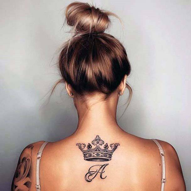 Womens Back Grand Crown Tattoo