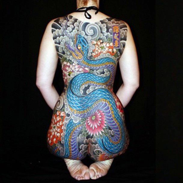 Womens Back Great Tattoo Snake