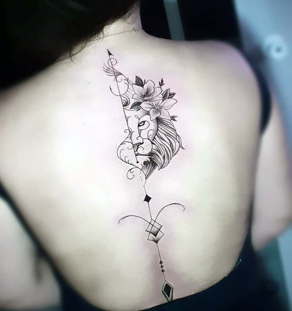 Womens Back Lion Tattoo