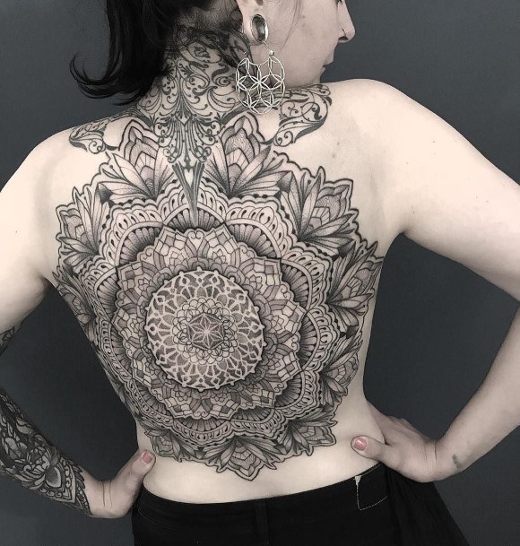 Womens Back Mandala Tattoo