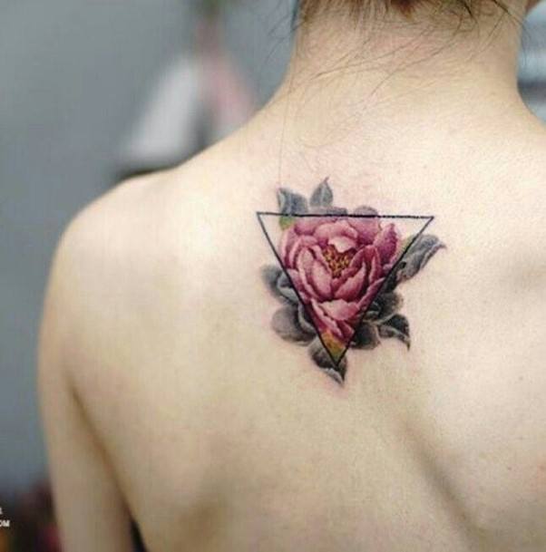 Womens Back Modern Flower Tattoo