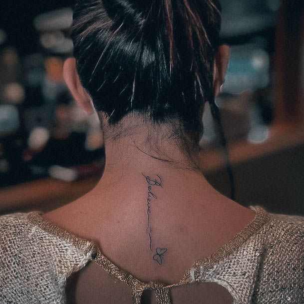 Womens Back Of Neck Super Tattoo Designs