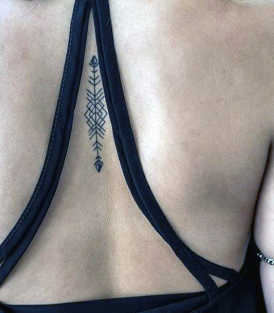 Womens Back Pretty Arrow Tattoo