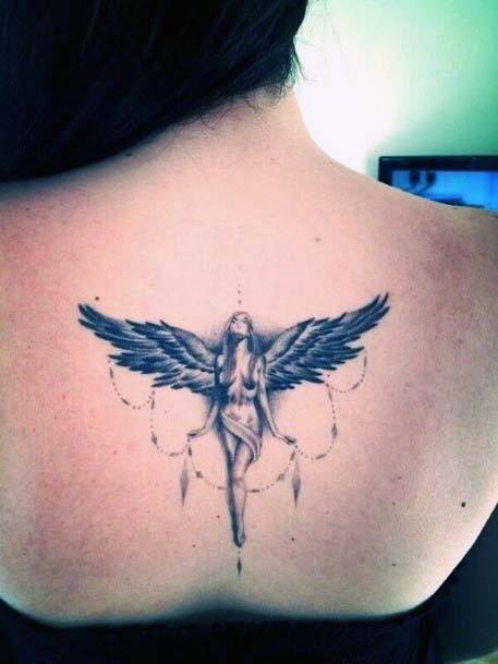 Womens Back Sexy Angel Tattoo