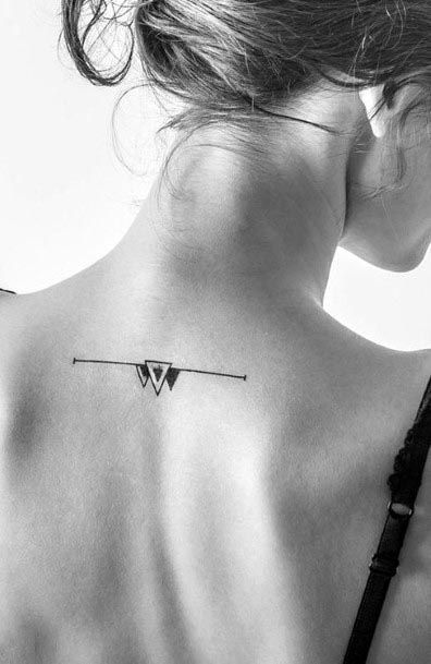 Womens Back Simple Triangular Tattoo