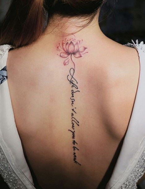 Womens Back Single Rose Tattoo