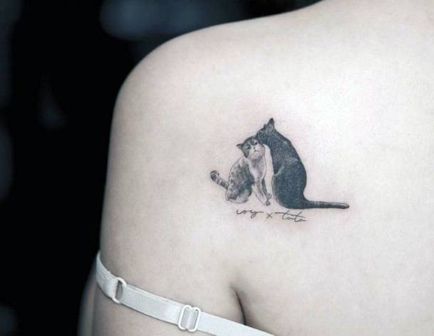 Womens Back Soft Cats Tattoo
