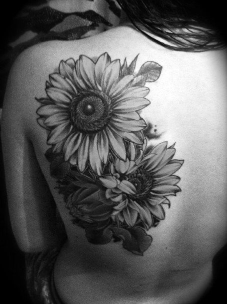 Womens Back Sunflower Tattoo