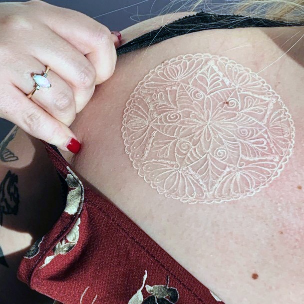 Womens Back White Ink Wonderful Tattoo