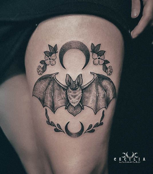 Womens Bat Girly Tattoo Designs