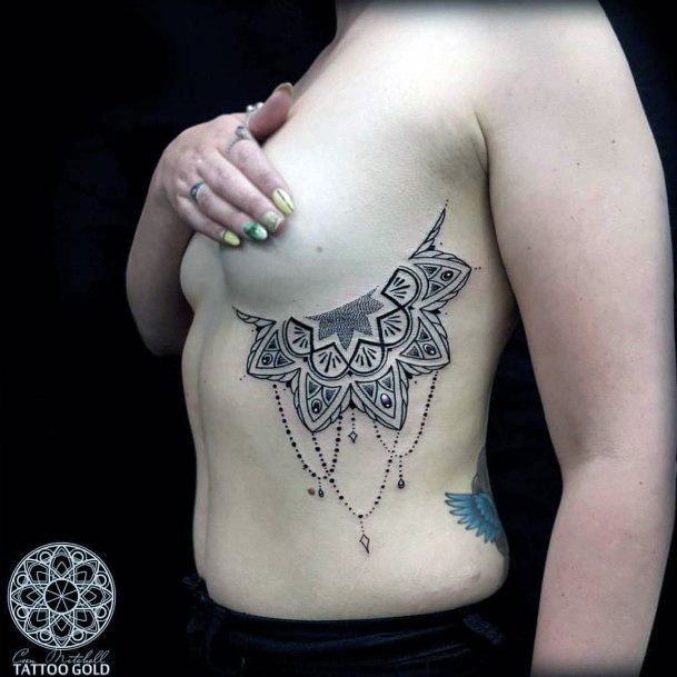 Womens Beaded Chain Underboob Tattoo