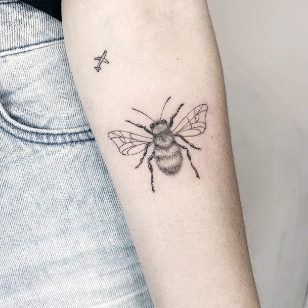 Womens Beautiful Bee Tattoo On Hands