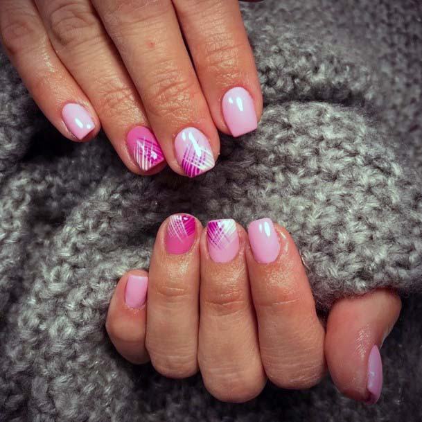 Womens Beautiful Pink Shaded Pattern On Nails