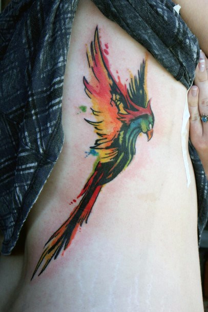 Womens Beautiful Tattoo Phoenix Torso