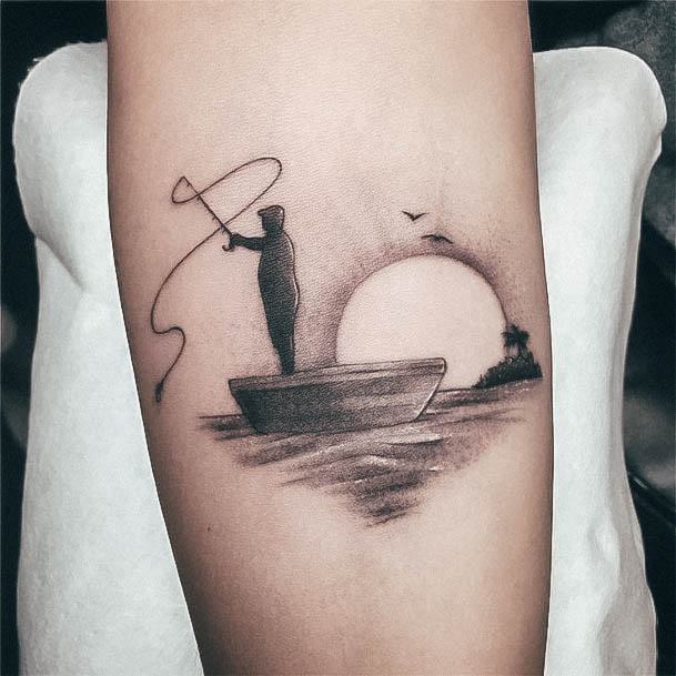 Womens Beauty Body Art Fishing Tattoo