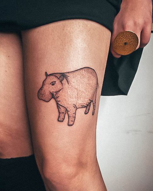 Womens Beauty Body Art Hippo Tattoo