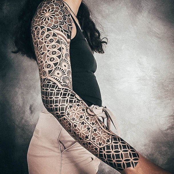 Womens Beauty Body Art Sacred Geometry Tattoo