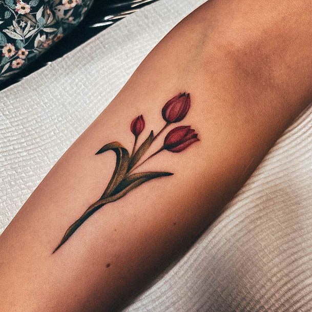 Womens Beauty Body Art Tulip Tattoo