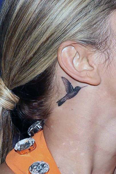 Womens Behind The Ear Bird Tattoo