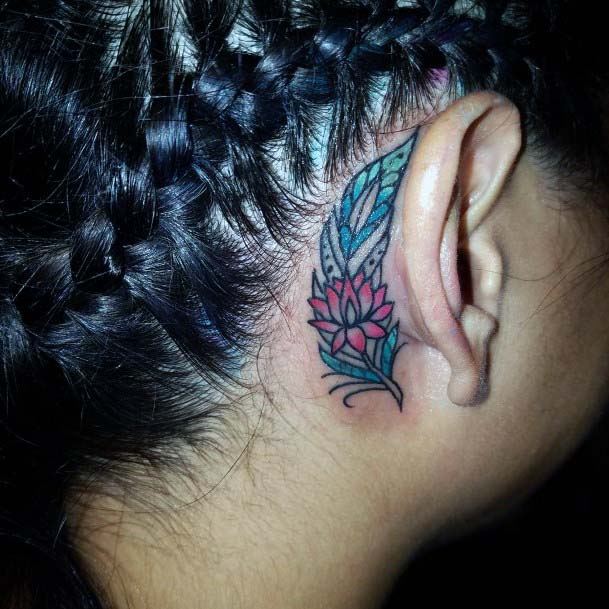 Womens Behind The Ear Pretty Tattoo