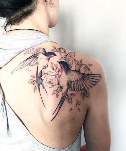 Womens Birds Tattoo Shoulders