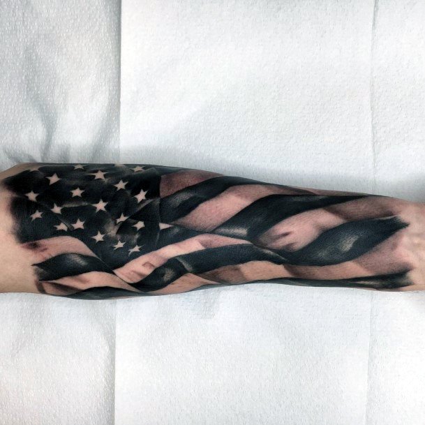 Womens Black American Flag Lovely Tattoo On Hands Art