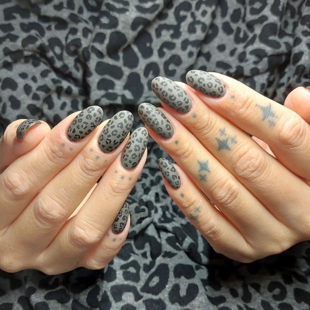 Womens Black And Grey Girly Nail Designs